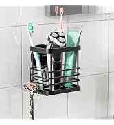 LEVERLOC Strong Suction Cup Toothbrush Holder, Stainless Steel Anti-Puddling Shower Toothbrush Ho...