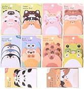 Cute Sticky Notes, 10 Pack 450 Sheets Cartoon Animal Sticky Notes Kawaii Mini Animals Shape Marke...