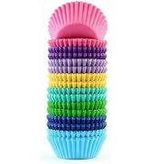 Eoonfirst Bright Rainbow Mini Cupcake Liners Solid Colorful Paper Baking Cups, No Smell, Food Gra...