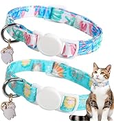 Unique style paws 2 Pack Kitten Collar Breakaway with Bell & Pendant, Adjustable Safety Cat Cotto...