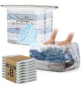 TAILI 8 Pack Cube Vacuum Storage Bags, Medium Size (25x19x11 inch), Vacuum Seal Bags for Clothing...