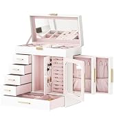 HOOBRO Jewelry Box with Mirror, Jewelry Organizer Box with Capacious Storage Space, Vertical Stor...