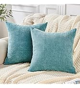 GAWAMAY Decorative Square Throw Pillow Covers 18"x18" Inch Set of 2, Super Soft Chenille Pillows ...