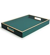 SANZIE Leather Tray Desktop Storage Organizer Premium Serving Tray Decorative Tray Valet Tray for...