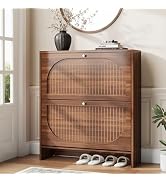 Nicetree Arch-Chic Shoe Cabinet for Entryway, Modern Mid-Century Shoe Storage Cabinet with Fluted...