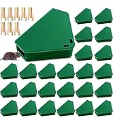 Qualirey 24 Pcs Mice Station with Key Triangle Bait Station Reusable Rodent Trap Bait Box, Keeps ...