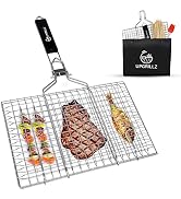BBQ Fish Grill Basket for Outdoor Grill, Stainless Steel Vegetable Grilling Basket with Detachabl...