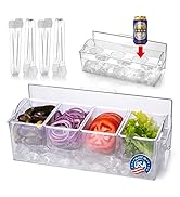 Pikanty Chilled Condiment Server Caddy with Ice Base - 4 Compartments and 4 Serving Tongs Include...
