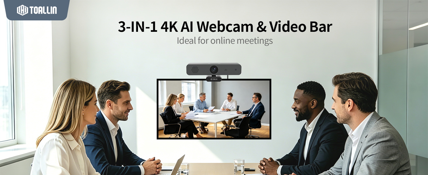 4k 3-in-1 webcam with microphone and speaker conference video bar