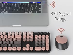 pink typewriter keyboard and mouse wireless cute colorful retro typewriter full size keyboard
