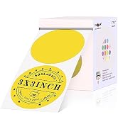PARLAIM Round Thermal Labels 3 Inch Yellow, 500PCS Circle Direct Thermal Sticker Compatible with ...