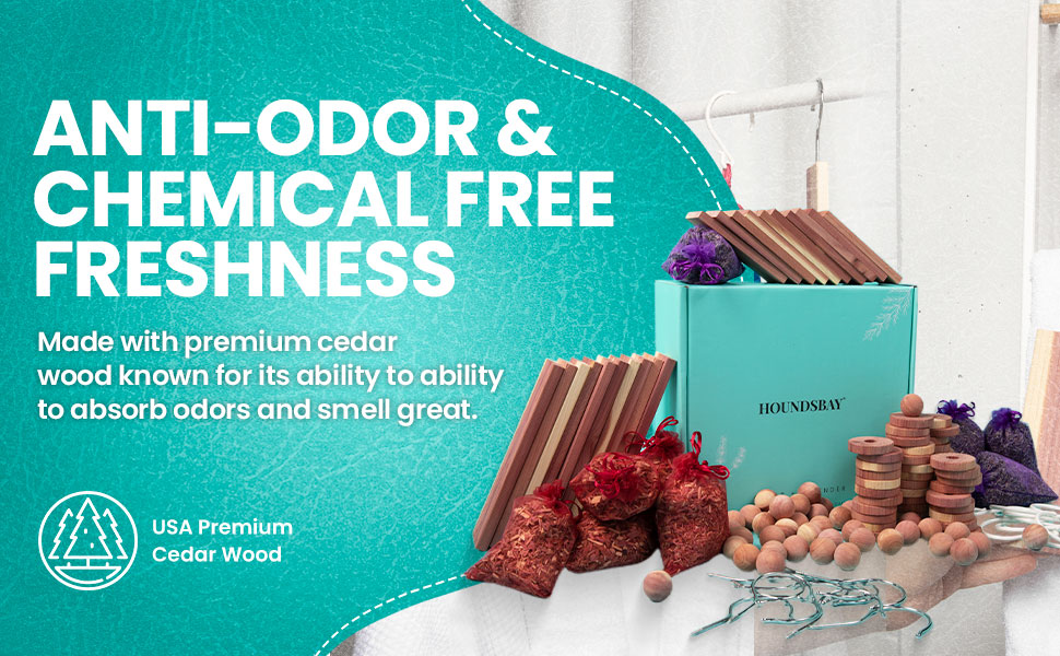 Anti odor and chemical free freshness. Made with premium USA cedar