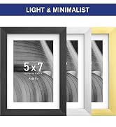 An&He 5x7 Picture Frame, Black Photo Frame for Tabletop and Wall Display, Minimalist Design, Set ...