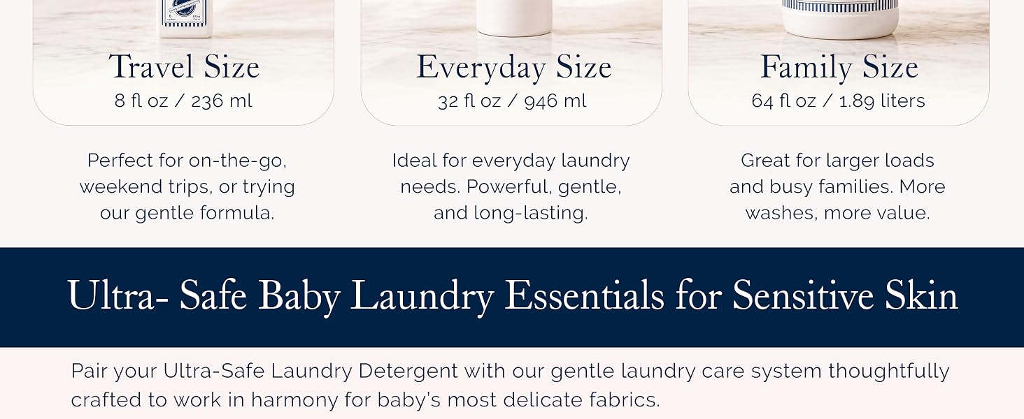 Noodle & Boo Baby Laundry Essentials Ultra-Safe Laundry Detergent - Perfect Sizes