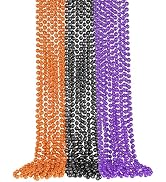 SHAOQINLIN 24Pcs Halloween Bead Necklace, Halloween Purple Black Orange Bead Necklaces, 33" Metal...