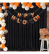 Black Backdrop Curtains Polyester Backdrop for Curtains 2 Packs 5ftx8ft Backdrop Drape Black Curt...