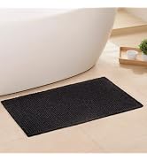 GRLYUH Black Bathroom Rug - Waffle Bath Mat Non Slip Washable, Super Absorbent & Quick Dry, Small...