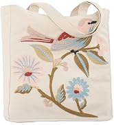 Perseverance Trade Aesthetic Embroidery Tote Bag for Lady Cute Reusable Canvas Shoulder Bag for G...