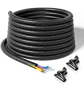Yecaye 100ft - 1/2 inch Wire Loom Tubing with Installation Tool, Black | Split Cable Sleeves Wire...