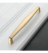 goldenwarm Brushed Brass Cabinet Pulls 5inch - LS8791GD128 Modern Solid Gold Pulls for Cabinets H...