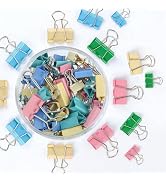 Creechwa Binder Clips Assorted Sized, Metal Clips for Office, 60 Psc | 1 Box of Colored Paper cli...