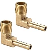 2Pcs Gold Brass Hose Barbed Elbow Fitting 90 Degree Elbow 1/4" Hose Barb to 1/4" NPT Male Pipe Wa...