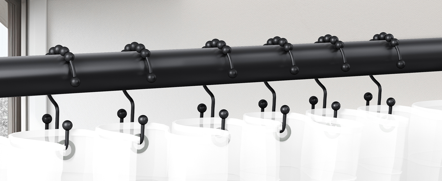 black shower curtain hooks,shower curtain rings,matte black shower curtain hooks,curtain rod hooks