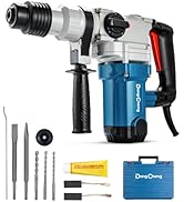 DongCheng 1-1/8 Inch SDS-Plus Rotary Hammer Drill with Safety Clutch, 9.2 Amp Heavy Duty Corded D...