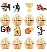 Hooqict 40Pcs Basketball Cupcake Toppers Basketball Birthday Party Cupcake Topper Cake Decoration...