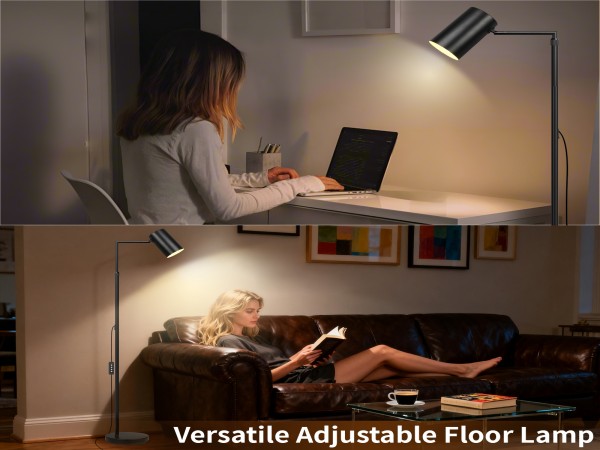 Arc Black Floor Lamp Living Room Timer Stepless Dimmable Height Adjustable Modern Standing Lamps