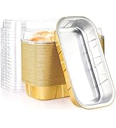 EUSOAR Disposable Ramekins with Lids, Gold 20.9oz 50pcs Mini Cake Pans with Lids,Disposable Bread...