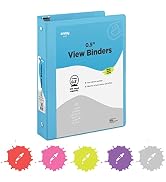 ½ Inch 3 Ring Binder .5 inch Blue Clear View Cover with 2 Inside Pockets, Colored School Supplies...
