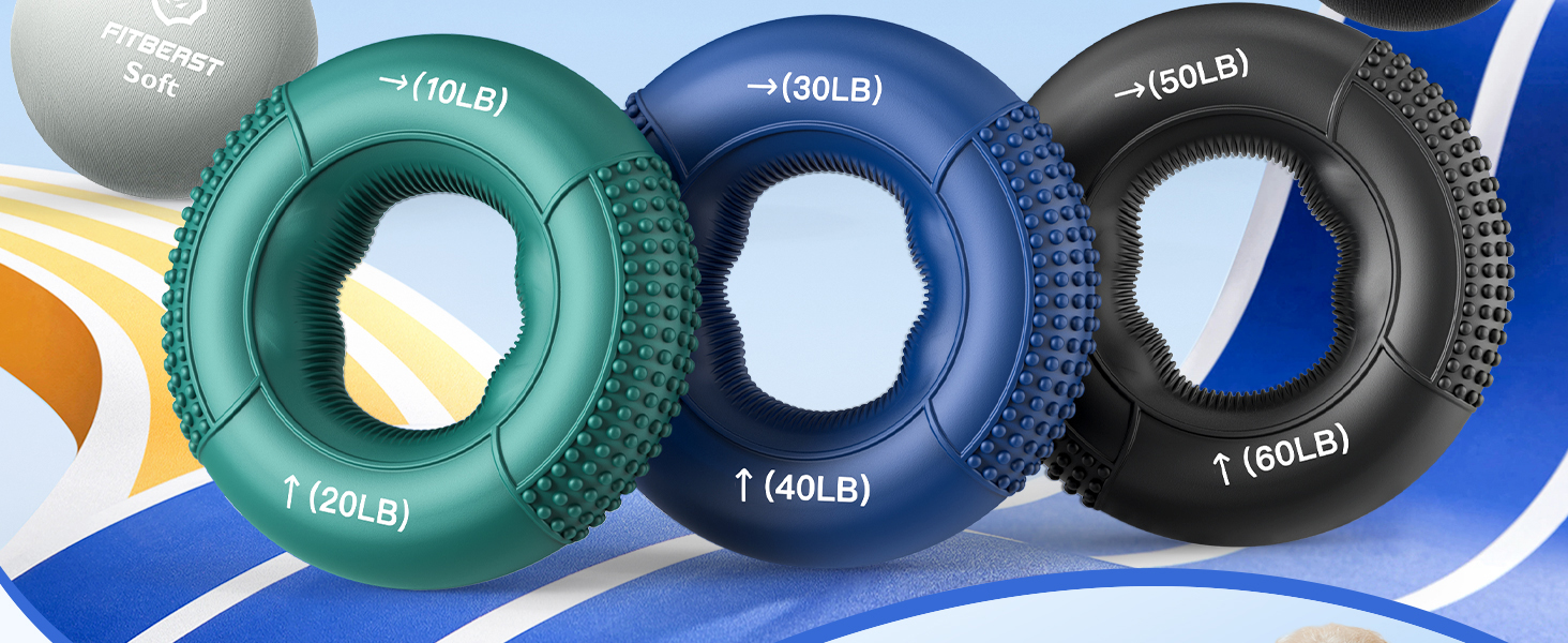 a set of three rubber ball sizes