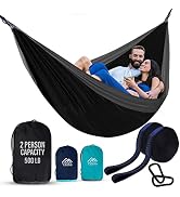 Vigel Camping Hammock - XL Double Hammock 500 Lb Capacity - Nylon Hammock - 2 Person Hammock - Po...