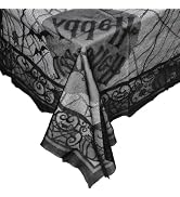 eZAKKA Halloween Tablecloth 55x79 Inch Black Spider Web Lace Cover | Spooky Spider & Bat Pattern ...