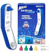 Mack's Ear Dryer PRO Rechargeable Warm Air Ear Water Drying Aid with Red Light Therapy and 3 Powe...