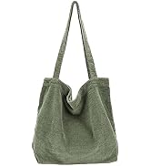 ALUWU Corduroy Tote Bag for Women Canvas Shoulder Handbags Cute Large Purse