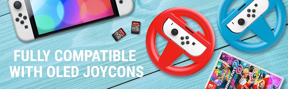 Orzly Steering Wheels for Nintendo Switch & OLED Joy-Cons racing Wheel Joycon for Mario kart 8