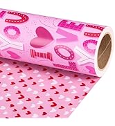 RUSPEPA Valentine's Day Reversible Wrapping Paper Roll, Mini Roll, Pink and Red Love Theme with H...