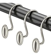 AmazerBath Nickel Shower Curtain Hooks, 12PCS Rust Proof Shower Curtain Rings, Decorative Modern ...