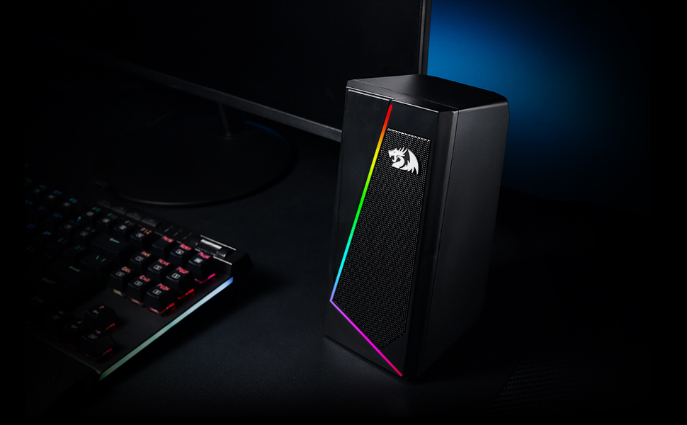 Redragon GS520 RGB speaker for desktop gaming creates clear sound and colorful ambience
