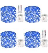4 Pack 100 LED Fairy Lights Battery Operated with Remote, 33FT Waterproof Twinkle Lights with Tim...