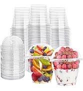 Lullaby 200Pack 9oz Clear Plastic Cups with Dome Lids, Dessert Cups with Lids, Disposable Parfait...