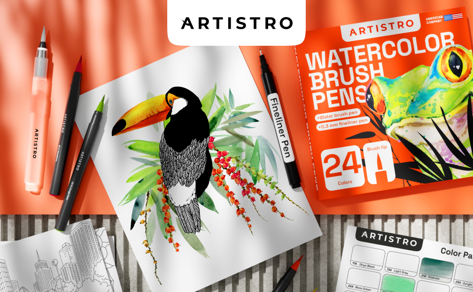 Watercolor brush pens 24