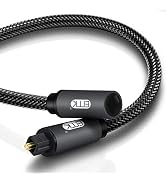 EMK Optical Extension Cable Male to Female Coupler Cord Nylon Braided Jacket 24K Gold-Plated Fibe...