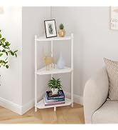 Corner Shelf - White Bamboo Bathroom Corner Shelves, 3 Tier Small Corner Stand Shelf Storage for ...