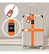 Luggage Straps for Suitcases,Travel Luggage Straps with Lock and Luggage Tags,Adjustable Bright-C...