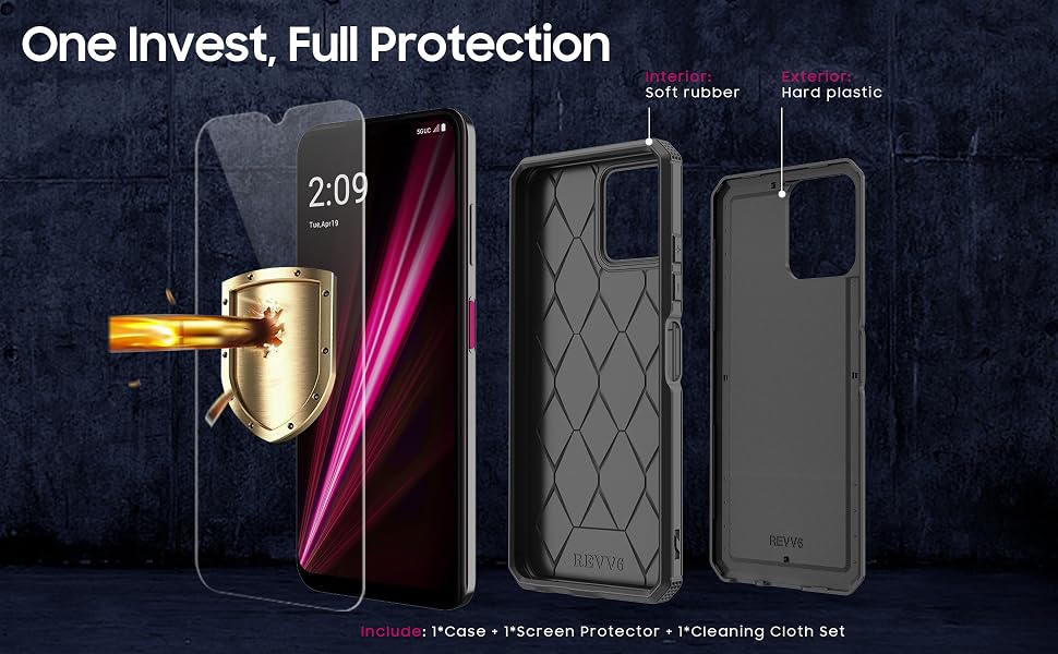 revvl 6 5g phone case with screen and camera protector
