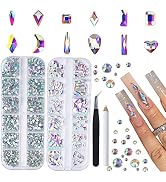 Canvalite 2518Pcs Rhinestones Nail Gems, 12 Styles 3D Glass AB Crystals Charms Shiny Multi Shape ...