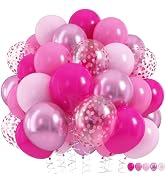 Hot Pink Balloons Set, 60Pcs 12 Inch Light Macaron Baby Pink Helium Balloon with Pastel Metallic ...
